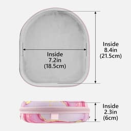 Koptelefoon Hoes - Reis Tas - Bescherming Onderweg - Harde Schaal - 21.5 x 18.5 x 6 cm - Roze Marmer — thumbnail 5