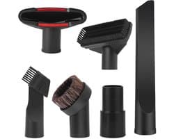 6 Stuks - Stofzuiger Plumeau Universeel Zacht en Hard - enStofzuigermondstuk Universeel -met 32 mm en 35 mm Slangadapter - Geschikt voor Philips Electrolux - - Kleine Zuigmond Universeel Borstel - Stofzuiger Onderdelen - Zwart