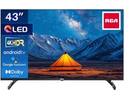 RCA Android Smart TV - QLED 4K Ultra HD - 43 inch/109 cm - Voice Controle & Streaming apps - HDMI x3, USB x2, CI+ - Tripple Tuner DVB-T/T2/S/S2/C - Frameless Design - Geassembleerd in Eindhoven - RAQ43UN1