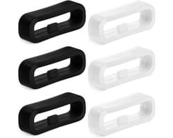 Silicone Watch Band Holders - 6pcs 20mm Horloge Strap Houder - Vervangingsonderdelen voor Smartwatch Armband (Zwart - Wit)