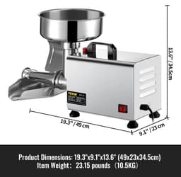 ACEP Elektrische Tomatenzeef voor saus en jam - 370W - RVS - Food processor - Keukenmachine - Blender - Sapcentrifuge - 2.7 L - — thumbnail 5