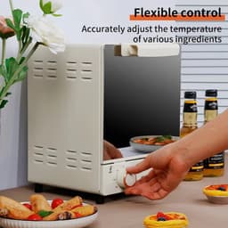 Airfryer - Heteluchtfriteuse - Broodrooster Oven - Keukenapparaten - met Voetkussens - Handgreep - Bak - Gegalvaniseerd binnenpaneel - Glazen deur - Jaloezie - 12L - 220V - 70-250 ℃ - 0-60 min Timingknop - Beige — thumbnail 6