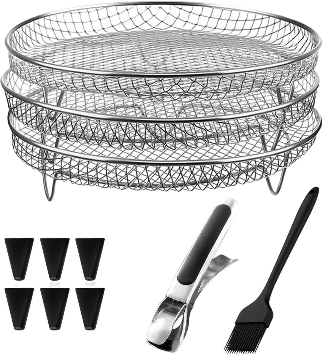 Airfryer Spekrek - Grillrek Accessoires - Dubbel Grillen - Stapelbaar Ontwerp - 3 Rekken — afbeelding 1