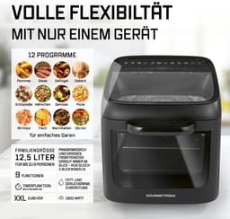 GOURMETmaxx heteluchtoven met panoramadak en voorruit 12,5 l | Heteluchtfriteuse met 9 functies | Airfryer, friteuse en minibakoven in één | voor max. 8 personen | Heteluchtfriteuse met kleurpictogrammen — thumbnail 4