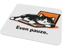 Even pauze muismat – humor kat op laptop toetsenbord – grappig thuiswerken kantoor – cadeau collega gamer – bureau & home office