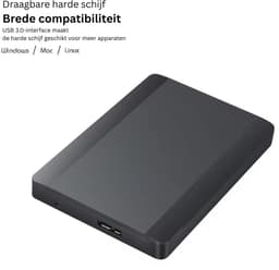 NBAP® Harde Schijf Extern - Draagbare - 1TB Opslag - Zwart — thumbnail 4