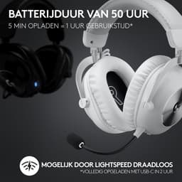 Logitech G PRO X 2 Lightspeed - Draadloze Gaming Headset - PC, PlayStation - Wit — thumbnail 3