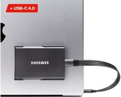 CRAP.SUPPLY® - Magnetische SSD Houder Samsung T7 + USB-C 4.0 Kabel — Laptop Mount - Carbon Fiber - Bundel