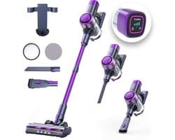 FlinQ Vacuum Cleaner V12 Pro - Steelstofzuiger Draadloos - Stofzuiger zonder Zak - Met Duurzame Accu - Snoerloos en geschikt als Kruimeldief - Paars