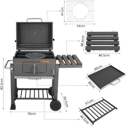 CYRO - Houtskoolbarbecues - Bbq Houtskool - Barbecue - Bbq - XXL - Geventileerd - Houtskoolgrill - 3 Grillroosters - Zwart — thumbnail 2