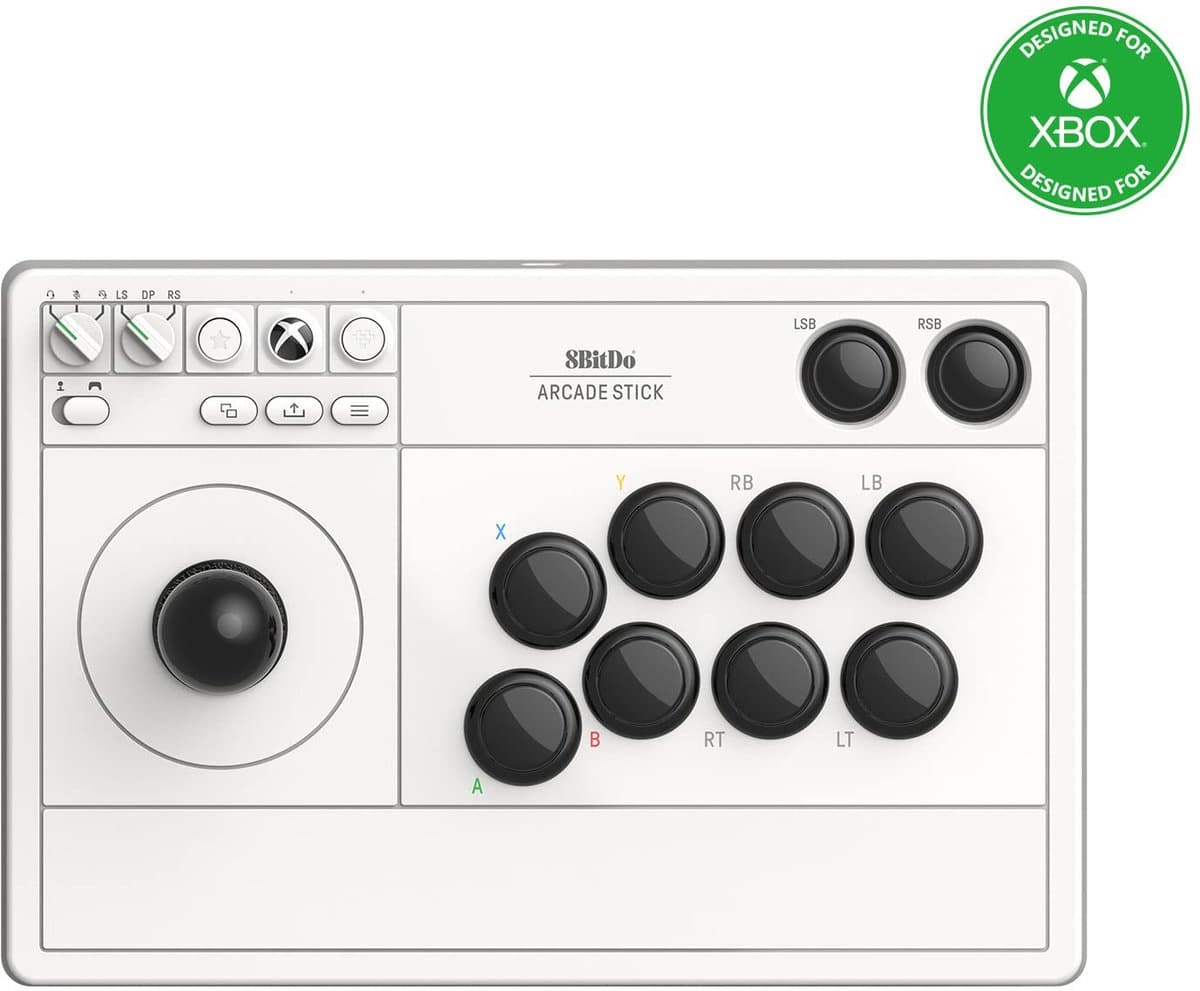 8Bitdo Arcade Stick Zwart, Wit RF/USB Joystick Analoog/digitaal PC, Xbox One, Xbox One S, Xbox One X, Xbox Series S, Xbox Series X — afbeelding 1