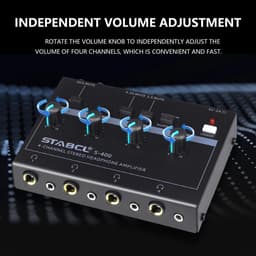 4 Kanaals Hoofdtelefoon Versterker Splitter met Stereo/Mono Input en 3.5mm/6.35mm Output — thumbnail 5