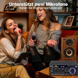 Bluetooth 5.0 Stereo Versterker Mini Audio Power Amplifier met Bass, AUX, RCA, USB en FM Radio — thumbnail 2
