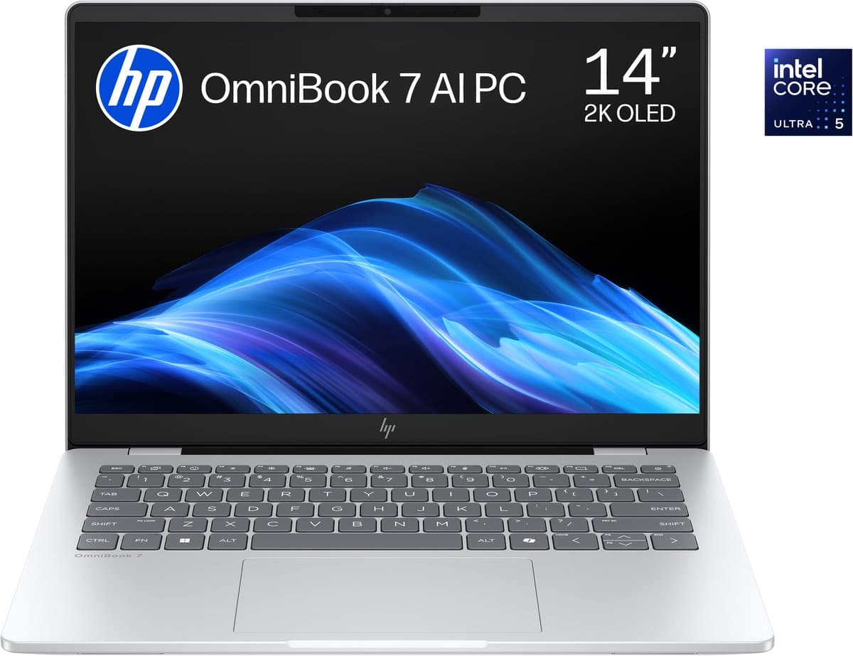 HP OmniBook 7 14‑fr0752nd – 14″ OLED – Intel® Core™ Ultra 5 – 16GB RAM – 1TB SSD – Windows 11 Home - QWERTY — afbeelding 1