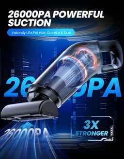 Sterke handstofzuiger, 10000 Pa mini handstofzuiger voor in de auto, multifunctioneel, lichtgewicht, draagbare autostofzuiger, draadloos met 3 HEPA-filters, batterij, natte en droge handen — thumbnail 4
