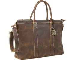 DE LAMASSU® Leren Laptoptas 16 Inch – Echt Leer Aktetas / Schoudertas – Business Tas voor Werk, Laptop en A4 Documenten – Unisex