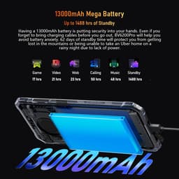 Blackview BV6200 Pro Robuuste Smartphone 4G - 12GB RAM - 128GB - 6,56 inch - 13000mAh - IP68/IP69K Outdoor telefoon - Dual SIM - Android 14 - NFC - GPS - Zwart — thumbnail 2
