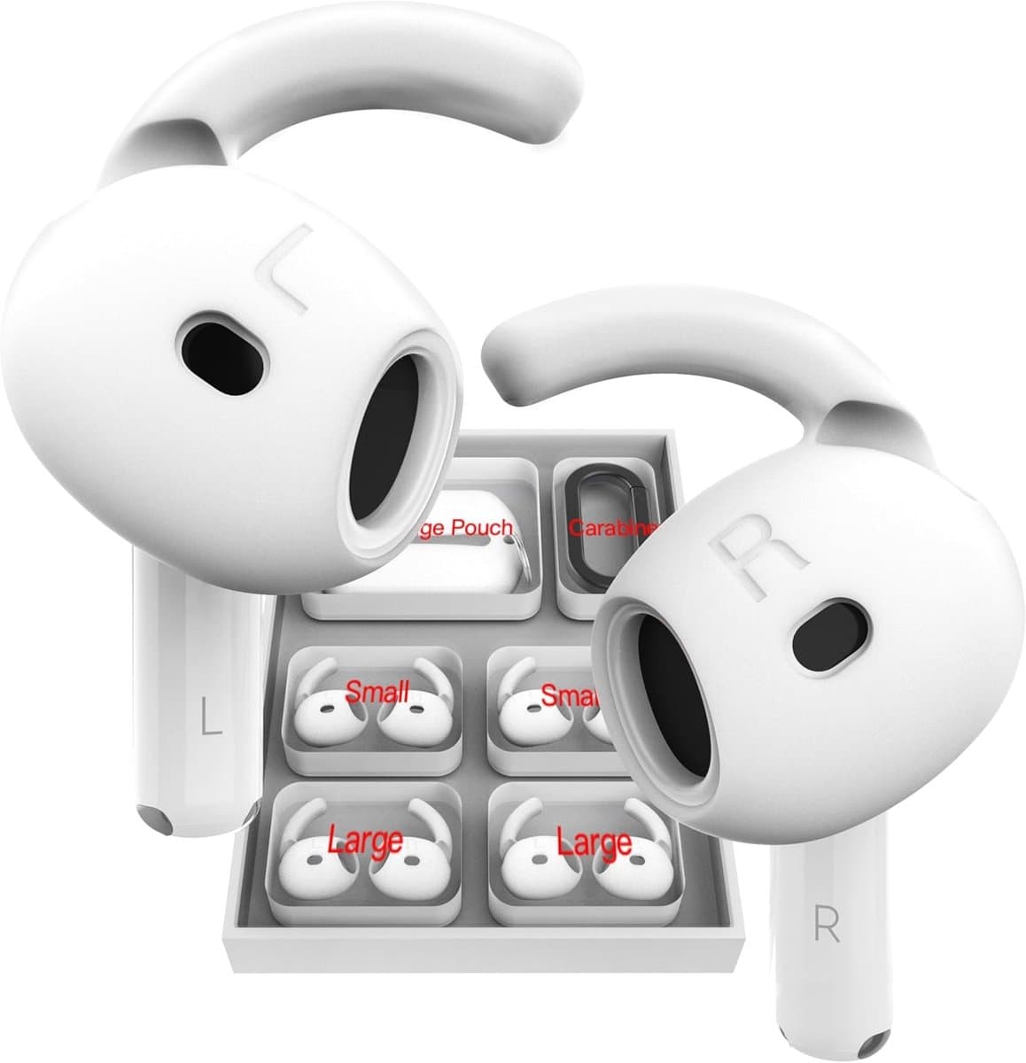 TENZHVXI - Airpods 4 Anti Slip Ear Hooks - Airpods 4 Ear Hooks - Silicone Grip With Ribbed Design - 2 Sizes - For Sports And Daily Use — afbeelding 1