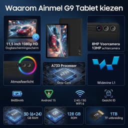Hotlight 2K (2000x1200) Tablet - 11.5 inch Tablet met Toetsenbord -Roze Tablet Hoes Sleeve - Stylus - Muis - 30 GB RAM/128GB ROM - 8400mAh - 5G WiFi — thumbnail 3