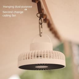Campingventilator - Tentventilator - Draagbare Ventilator - USB Oplaadbaar - Met Statief - Met Haak - 3 Snelheden - 4000 mAh - Wit — thumbnail 3