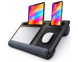 Laptop kussen voor op schoot - Rechthoek - Tafel - Verstelbaar - Standaard voor Thuiswerken - Bedtafel - Laptray en Tabletstandaard - Dienblad - Met telefoon standaaard - Luft