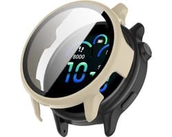 Stravo Hard case hoesje met screen protector glas - geschikt voor de Garmin Vivoactive 6 - Full Cover Hard Case / Beschermend Hoesje - Wit