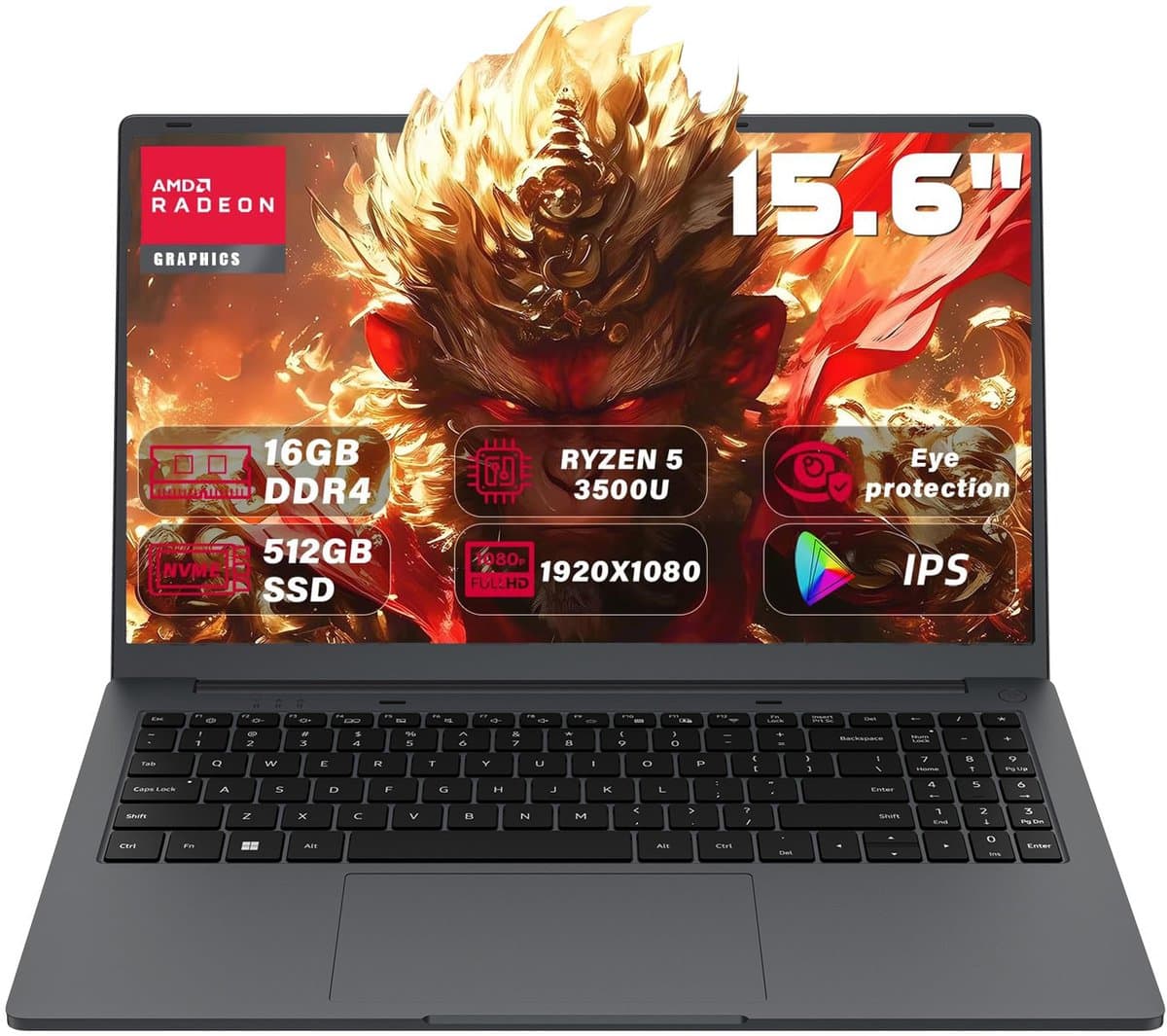 Ninkear A15 Air Gaming Laptop – 15.6" FHD – Ryzen 5 3500U – 16GB RAM – 512GB SATA SSD – Vega 8 – Windows 11 – Licht & Snel — afbeelding 1