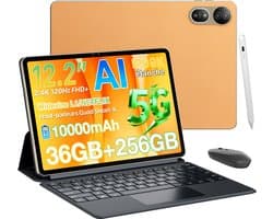 Tablette Blackview Mega 12 - 12,2 inch - Android 16 - 5G - 36GB RAM - 256GB ROM - 10000mAh Accu - 50MP+8MP Camera - Met toetsenbord en stylus - Gouden