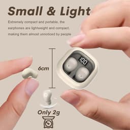 Draadloze Slaapoordopjes voor Zijslapers – Noise Blocking Earbuds – Klein Ontwerp – 6 Uur Speeltijd met 120 Uur Oplaadcase – IPX7 Waterdicht – Bluetooth 5.3 – Slaap Oordopjes – lichtbeige — thumbnail 4