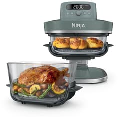 Ninja CRISPi PRO 7-in-1 Glazen Airfryer met 7 functies - Airfryen, Bakken, Braden, Rijzen, Drogen. Max Crisp en Opnieuw krokant maken - 2.3 liter en 5.7 liter glazen schaal - PFAS vrij koken - Grijsgroen - AS101EUGY — thumbnail 3
