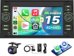 ESSGOO Autoradio voor Ford Transit MK7, Focus MK2, Fiesta MK5, C-Max, S- Max - Android 15 4+64GB- Apple Carplay & Android Auto - 7'' Touchscreen - DAB & Achteruitrijcamera — thumbnail 1
