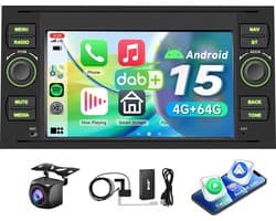 ESSGOO Autoradio voor Ford Transit MK7, Focus MK2, Fiesta MK5, C-Max, S- Max - Android 15 4+64GB- Apple Carplay & Android Auto - 7'' Touchscreen - DAB & Achteruitrijcamera