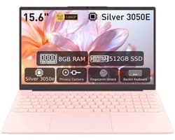 Laptop 15,6 inch, 8 GB DDR4, 512 GB SSD, Dual-Core 3050E (tot 2,80 GHz), notebook met vingerafdruksensor, verlicht toetsenbord, dubbele luidsprekers, HDMI, laptop voor studenten en kantoor