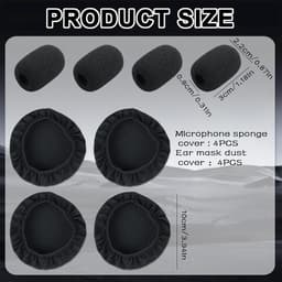 Vervangende Pads voor Hoofdtelefoon | Wasbare Elastische Kussens | Sport, Gaming, Gym | Zweetbestendig | 8 Stuks (Zwart) — thumbnail 3