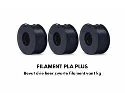 3X 1KG ZWARTE FILAMENT PLA+ 3D Printer Filament 1.75mm 1kg – Hoogwaardig 3D Printing Filament Extra Sterk, Sterk en Flexibel, Anti-Warp, Glanzend, Kleur naar Keuze, Compatibel met FDM Printers, Print Zonder Problemen