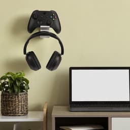 Allecto- Gamingaccessoires - Muurbeugel - Dubbele Gamepad en Hoofdtelefoonhouder - Ruimtebesparend - PS5/PS4/Xbox One/360/PC - Organizer - Geschikt voor Gaming Headset & Controller - Zwart Model. — thumbnail 4