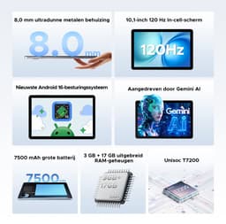 DOOGEE Tab G5 - Tablet - 20GB + 128GB (2TB TF) - 4G LTE - Android 16 - 10 inth 120Hz IPS HD - Unisoc T7200 - 7500mAh - 2 Lautsprecher - Widevine L1 - Face ID - GPS - Grijs — thumbnail 4