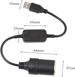 USB-naar-sigarettenaanstekeradapter, 5V USB-naar-12V vrouwelijke adapter, oplaadkabel Geschikt voor auto-aanstekers, dashcams en GPS-apparaten. — thumbnail 4