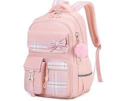 Meisjes School Student Schooltas - Outdoor Rugzak met trolleyband - Waterdicht - Schooltas - Rugtas - Tieners - Boekentas - Rugzak Meisje - Rugzak jongens - Rugzakken - Rugzakken met grote capaciteit - Rugtas Voor Kinderen - Laptop Rugtas - Roze