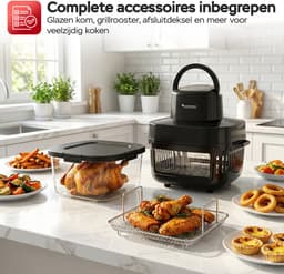 Turbotronic AFG6 Airfryer XXL met glazen bak- BPA & PFAS Vrij - 6L - Heteluchtfriteuse - Dual Heating - 50ºC tot 180ºC - 8 Kookprogramma's - Zwart — thumbnail 4