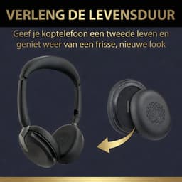 Somstyle Oorkussens Geschikt voor Jabra Evolve2 65 Flex Koptelefoon - 2 Stuks - Eiwitleer - Zwart — thumbnail 4