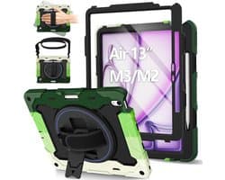 Robuuste Kinderhoes voor iPad Air 13 Inch (2024/2025) met HD Screenprotector en 360° Rotatie Stand