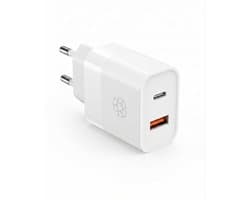 Ëssentials by Upström Dual-Port Oplader 30W – USB-C & USB-A Snellader – PD, PPS & QC3.0 – Geschikt voor iPhone, Samsung & Android – 100% Gerecycled Plastic