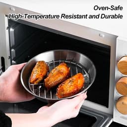 Bakplaat voor airfryer - Airfryer bakvorm - Airfryer accessoires - Bakplaat met rooster - Gemaakt van 304 roestvrij staal - 20 cm — thumbnail 3
