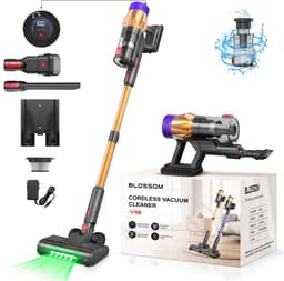 BLOSSOM Steelstofzuiger Draadloos V18 - 550W/50Kpa/60Min - Kruimeldief - Stofzuiger - Hepa - LED-Display - 3 Standen Zuigkracht - 1,5L - Voor Tapijten en Harde Vloere - Goud — thumbnail 1