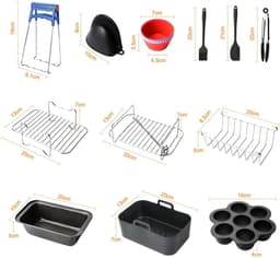 Airfryer Accessoires Set - Geschikt voor Ninja Foodi AF300EU, AF400EU -19-Delige Heteluchtfriteuse Accessoireset — thumbnail 5