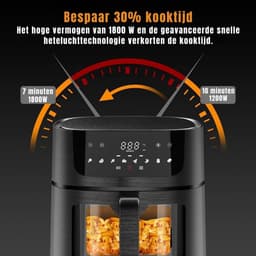 Aurixi® Airfryer XXL - Mini-oven - Heteluchtfriteuse - Zwart - 30cm x 36cm x 30cm — thumbnail 4