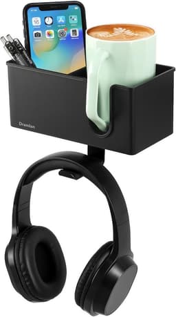 Desktop Organizer met Bekerhouder, Roterende Koptelefoonhaak en Telefoonhouder - Bureau Opbergsysteem — thumbnail 1