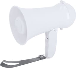 Opvouwbare megafoon met Sirene en Opnamefunctie - Werkt op 4x AA Batterijen - 16 x 11 cm klein compact model - Wit — thumbnail 3