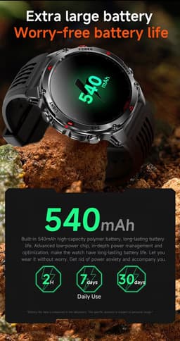 Knobbout 1.46”(3.7cm) GPS Outdoor Smartwatch – 6 Satelliet Positionering - Kompas & Hoogtemeter -LED-zaklamp - Hartslag & SpO₂, 30 m Waterdicht - 540mAh Batterij, Bluetooth 5.3- Zwart — thumbnail 5